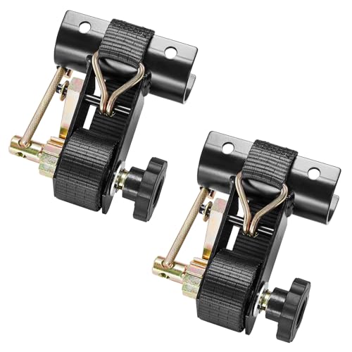 VEVOR Ladder Rack Ratchet Straps 2 Black Round Tube Mount 1.5 Wide x 7.5 Long Black Ladder Rack Straps with Double J-Hooks 500 lbs Load Heavy Duty Cargo Buckle Lock Strap (2 Pack)