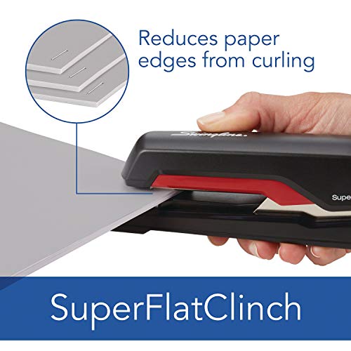 Swingline Stapler, Superflatclinch 30, Desktop Stapler, 30 Sheet Capacity, Black/Red (5000596A) #TOP4
