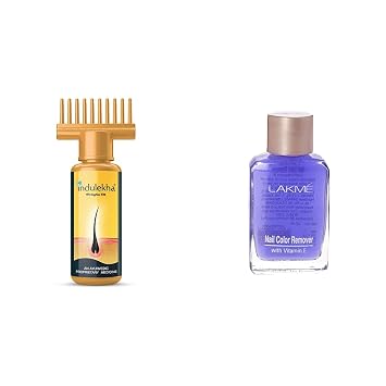Indulekha Bhringa Hair Oil, 100ml And Lakme Nail Color Remover, 27ml