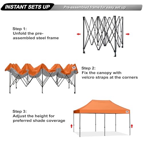 Image of ABCCANOPY Patio Pop Up Canopy Tent 10x20 Commercial-Series(Orange)