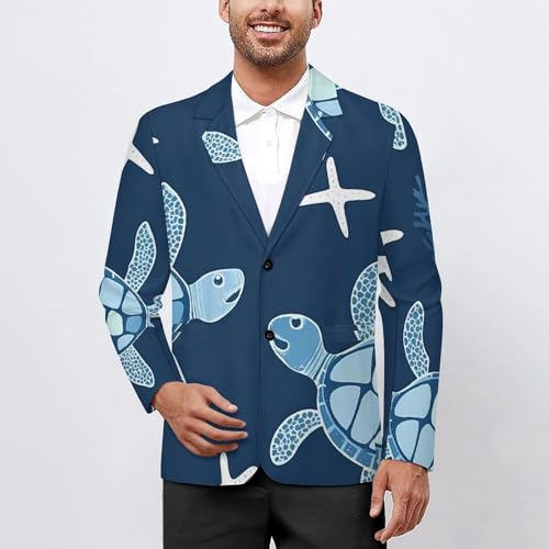 Turtles Coral Starfish Classic Suits Blazer for Men Business Tuxedo Jacket Sport Coat Two Buttons2