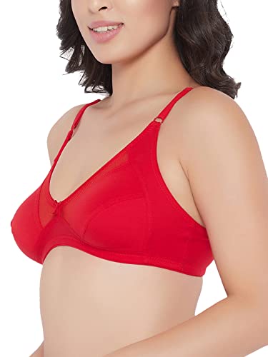 Image of Clovia Women's Cotton Non-Padded Non-Wired Full Cup Bra in Red