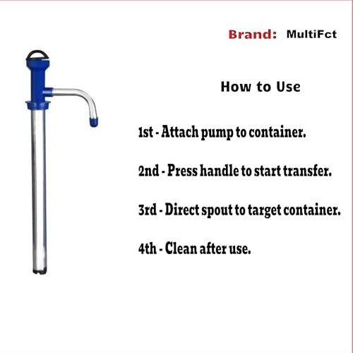 Image of Stainless Steel Oil Transfer Pump for 15 Litre Tin Cans - Hand Press Oil Dispenser Pump for Kitchen, Fuel, Mustard Oil, Cooking Oil, Kerosene & Lubricants - Easy Transfer Pump for Steel Oil Tins