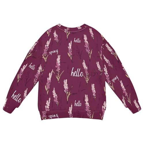 JUNZAN Aesthetic Lavender Burgundy Big Girls Hooded Sweatshirt Crewneck Outerwear for Kids Sports 4T2