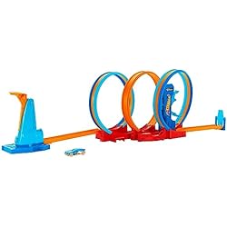 Maletin Hot Wheels Carrefour Hot Wheels Ultra Hots Loopings locos Pista para coches de juguete con 3 bucles, lanzador y 1 vehículo, +4 años (Mattel HPX93)