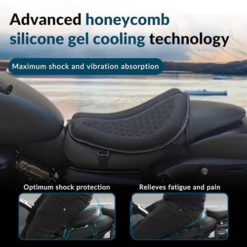Image of DR. FITZY 3D Honeycomb Silicone Bike Seat Cushion Cover, Shock Absorbing Riding Motorcycle Seat Cushion for Bikes, All Weather Coccyx Gel Seats for Bikes, All Bike Accessories for Long Ride