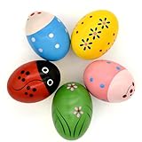 5 Stück Ostereier Musikspielzeug, Rasseleier, Hölzerne Percussion Musikalische, Ostergeschenke Kinder, Musical Egg Shaker, Ostern Geschenke Kinder für Musikalische Früherziehung
