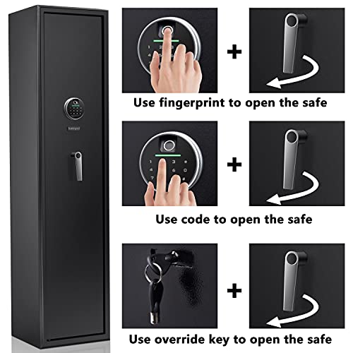Rifle Safe 5 Gun Safes Quick Access Biometric Rifle Safe Gun Cabinets For Rifles And Shotguns Gun Safe For Rifles Storage Easier Smart Rifle Cabinet Provide Silence And Vibration Function #TOP2