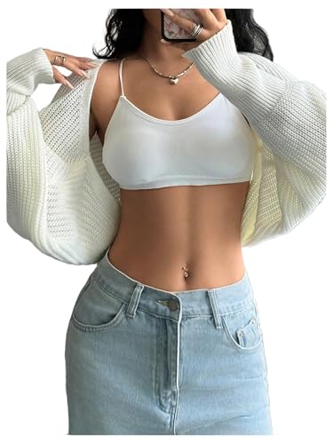 GORGLITTER Women's Open Front Cropped Cardigan Bolero Sweater Lightweight Long Sleeve Shrug Knit Top