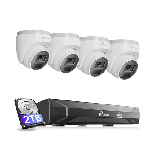 Loocam 4K PoE Security Camera System, 8CH NVR 4pcs 8MP
