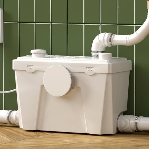 Macerator Pump for Upflush System Efficient Copper Wire Motor Grinder with 4 Water Inlets for Household/Residential Basement Toilet Sink Shower Laundry Waste Water Disposal 23ft Head Lifting