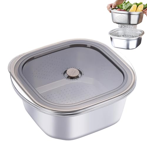 Edelstahl Küchensieb und Schüsselset, 3600ml Edelstahl Nudelsieb mit Deckel, Rührschüsseln, Reis...