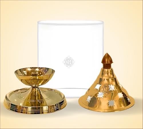 Image of DSH Brass Akhand Diya Decorative Brass Glass Oil Lamp and Tea Light Holder for Diwali Pooja and Gift Item. (XL)
