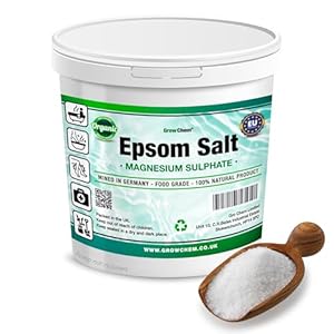 Grow Chem Natural Epsom Salts (1KG Bucket) – Pure Food Grade Magnesium Sulphate Mineral, 100% Natural Salts Mined in Germany – for Health, Detoxification, Muscle Relief, Exfoliating & Gardening