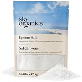 Sky Organics Epsom Salt (5 Lbs)- 100% Pure Magnesium Sulfate-Natural, Usp Grade, Kosher, Non-Gmo Laxative, Muscle Tension Relief, Foot Soak, Soothe Aches, Cleanses Skin. Made In Usa