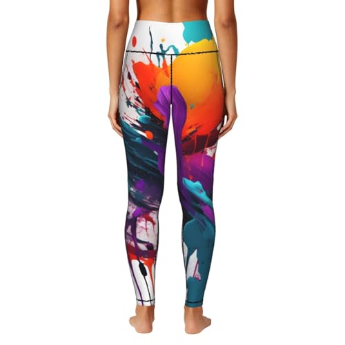 Leggings con estampado de salpicaduras con bolsillos Yyoretp para yoga 4