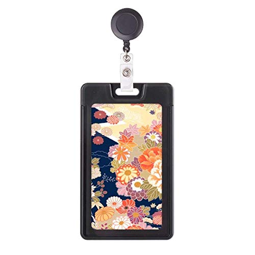 Porte-badge rétractable japonais aux finitions soignées et motifs floraux raffinés
