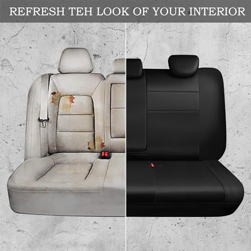 image for CAR PASS Leather Back Seat Cover, Universal Waterproof Bench Rear Seat