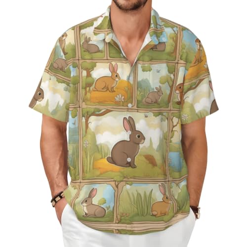 Chemise d'été homme manches courtes motif lapin pour rester au frais