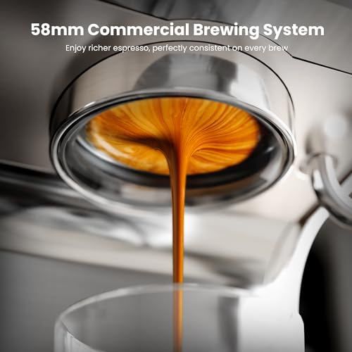 Image of Kismile Dual Boiler Espresso Machine with Grinder, 20 Bar Expresso Coffee Machines with Milk Frother, Expresso Machines for Home, Removable Water Tank, Perfect for Cappuccino, Latte