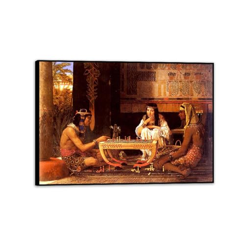 Peinture impression sur toile Joueurs d'échecs égyptiens pour grand salon chic