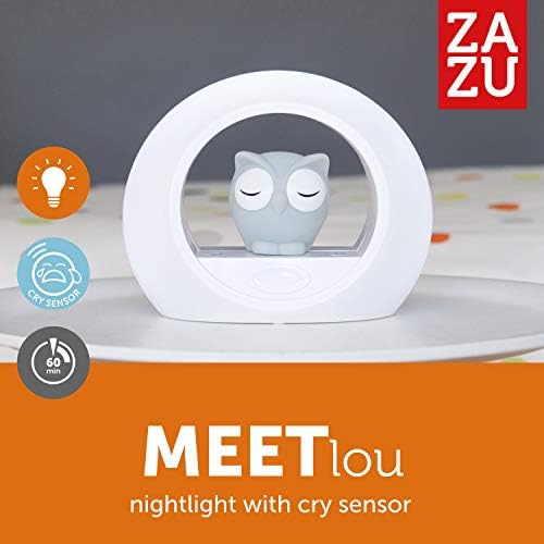 ZAZU Lou The Owl Nightlight - Scare The Dark Away with Lou | Auto Off and Cry Sensor | Two Adjustable Brightness | Cry Activated Nightlight | Baby & Toddler Sleep Aid Gift