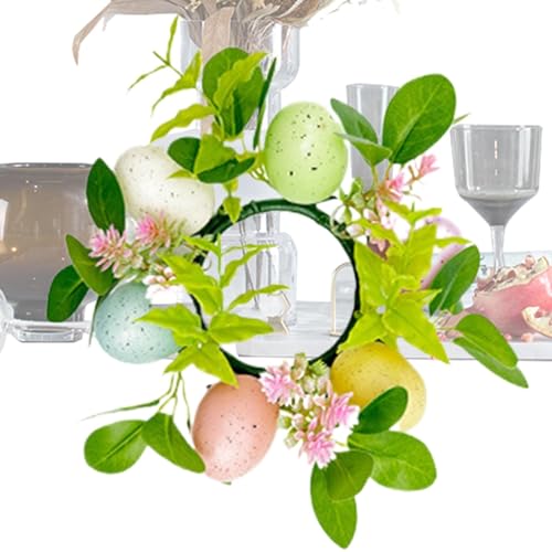 Ghirlanda di candele pasquali con piante artificiali, ghirlanda di candele a pilastro pasquale, ghirlanda di candele primaverili per le vacanze primaverili, ornamento stagionale centrotavola ghirlanda