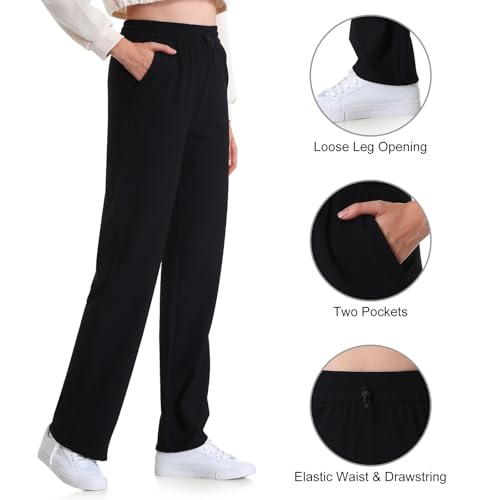 Women Straight Leg Pants Fleece Lined Ribbed Pants Work Casual Trousers with Pockets4