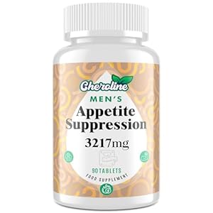 Appetite Suppressant for Men, Fast-Acting Fat Burner & Energy Booster, High-Dose 3217 mg Natural Formula, with Glucomannan & Green Tea, Keto Friendly, 90 Tablets