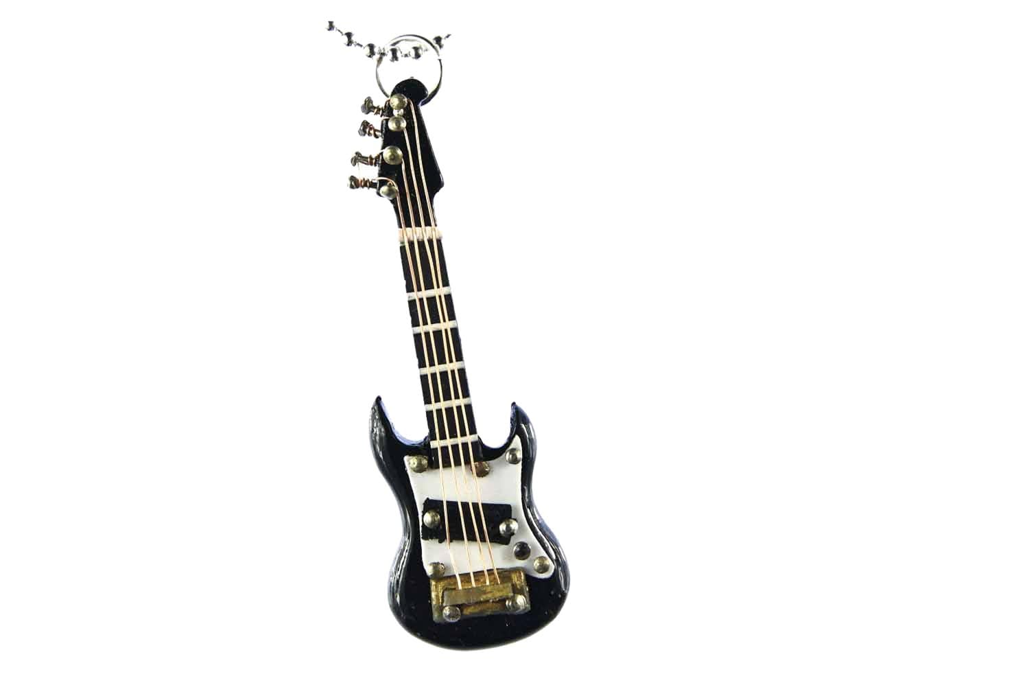 Miniblings Electric E-Guitar Necklace 80Cm Guitarist Instrument Music +Box Black