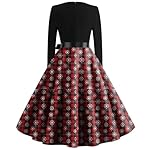 Womens-Christmas-Party-Dress-Fashion-V-Neck-Casual-Slim-Printed-Long-Sleeve-Dresses-S-5XL