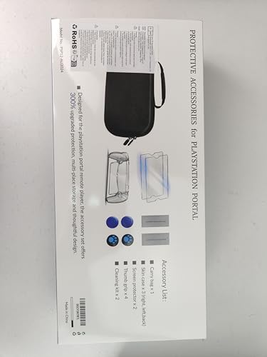 Auarte 12 in 1 Accessories Set for Playstation Portal Remote Player, Hard Carrying Case for PS Portal with Clear Skin Case for PS5 Portal, 2 Screen Protector with 4 Thumb Grip, Carbon Black