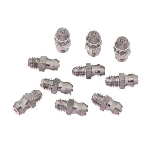 Eastocos 10Pcs 201 en Acier Inoxydable M6 Fil Droite Hydraulique Graisse Raccord Graisse Buse Connexion Graisse Mamelons pour Roulement