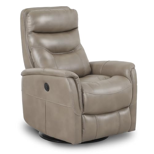 Parker Living Gemini - Linen Power Swivel Glider Recliner Linen Swivel Reclining Chair Nursery Nursing Armchair 90% Polyester 10% PU Reading Seat Cozy Room Accent