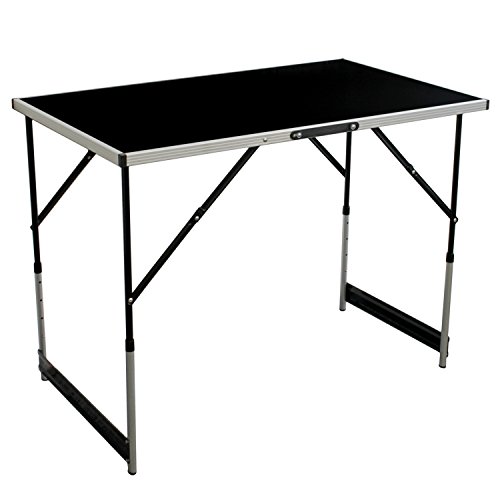 Preisvergleich Produktbild Wohaga® Universaltisch Klapptisch Tapeziertisch Partytisch Campingtisch Multifunktionstisch Gartentisch - Aluminium, 4fach höhenverstellbar, klappbar, Schwarz / Silber