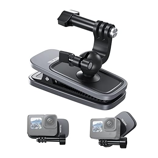 TELESIN Magnetische Rucksackgurt Halterung für GoPro Hero 13/12/11/10/9/8/7/6 Max, DJI OSMO Action 5 Pro 4 3, Insta360 X5 X4, mit 360° Drehbarer, Schnell lösbarer Klemmhalterung, Action Kamera Zubehör