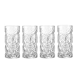 Bormioli Rocco Bicchieri da bartender TIKI - Set di 4 bicchieri tropicali Tiki da 590 ml per cocktail al rum e frutta - Presentazione vibrante con vetro trasparente resistente - Made in Italy