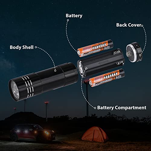 Yikosam 5 Pack Of Flashlights 9 Led Mini Aluminum Flashlight With Lanyard 15 Aaa Batteries Included Assorted Colors Handheld Flashlights For Hurricane Supplies Camping, Night Reading, Cycling #TOP1