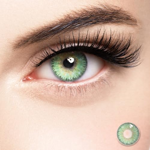 Colored Contact Storage Kits With Color Contacts Lenses Remover Case for Party ⅡⅩGreen