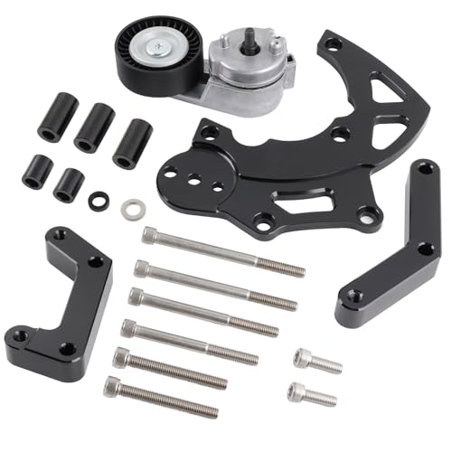 LS Swap R4 AC Compressor Bracket High Mount kit with Belt Tensioner for Chevrolet GMC SUV Truck Vortec Engines LSX LS2 LS3 LS6 Air Conditioner Passenger Side