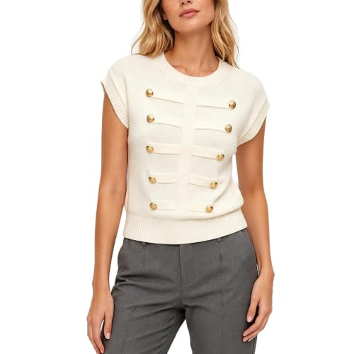 Image of Women Graphic Sweater Vest Y2k Knit Tank Top Lightweight Pullover Top