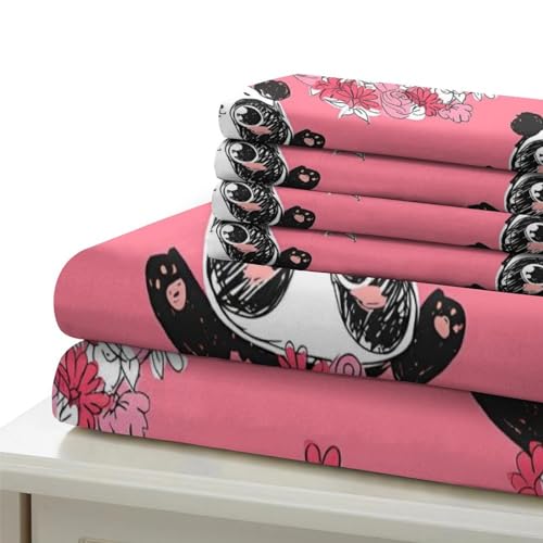 Parure de lit panda 3D anti-plis en microfibre douce avec fermeture