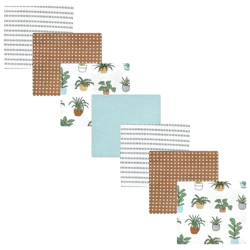 Image of Hudson Baby Unisex Baby Cotton Poly Flannel Receiving Blankets Bundle, Plants, One Size