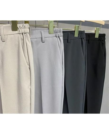 Men's Spring Summer Casual Suit Pants - Slim Fit Work Elastic Waist Jogging Business Trousers Plus Size4