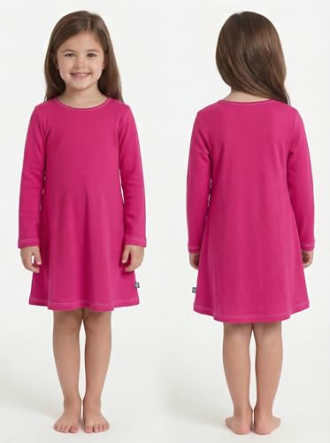 Image of City Threads Girls' 100% Cotton Long Sleeve Dress - Active Kids School, Playing, Parties - Made in USA
