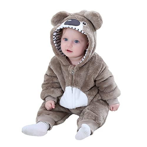 Doladola Unisex Dziecko Wiosna Jesień Zwierzę Body Niemowlęta Chłopcy Dziewczęta Flanelowa Jednoczęściowa Piżama (Koala, 3-4 lata)