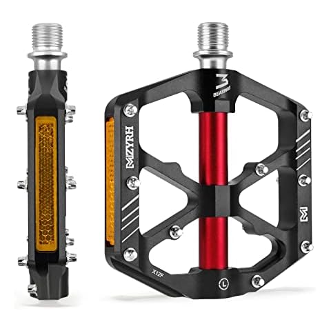 MZYRH Mountain Bike Pedals,Bicycle Pedals with Reflectors,Lightweight Aluminum Alloy MTB Pedals 3 Sealed Bearings Bicycle Platform Pedals 9/16" BMX Road Bike Pedal Cover