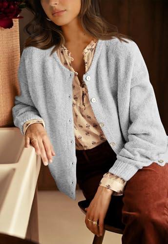 Image of PRETTYGARDEN Long Sleeve Crewneck Button Down Womens Sweaters Fall Open Front Chunky Cardigan Sweaters for Women 2026