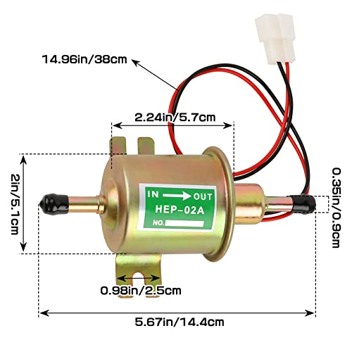 12V Universal Electric Fuel Pump, Low Pressure 2.5-4 Psi Inline Fuel Pump, Gas Diesel Gasoline Transfer Fuel Pump For Carburetor Lawn Mower Boat Carter Hep-02A #TOP3