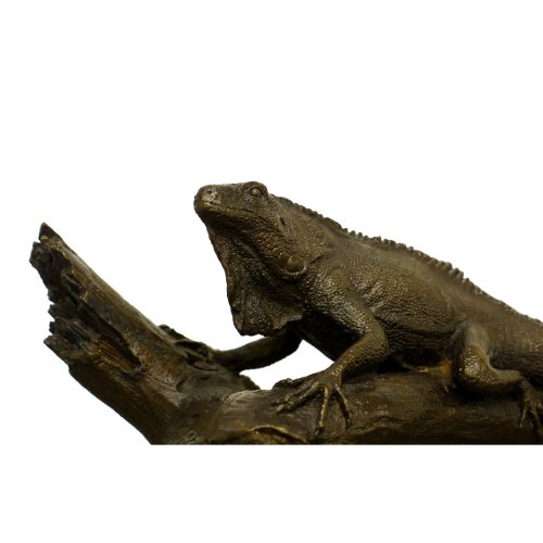 Ekershop-iguane en una rama muy tierskulptur firmada de milo de bronce